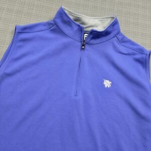 FootJoy Golf Pullover Vest Mens XL Blue 1/4 Zip Mock Neck Sleeveless Performance